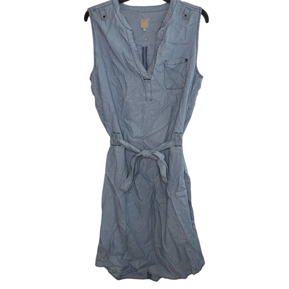 Jag Jeans Abra Chambray Light Blue Dotted Tie Dress - Picture 2 of 9